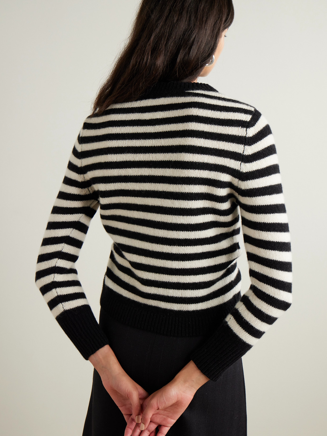 Suzie Kondi Sarra Striped Cashmere Sweater In Black