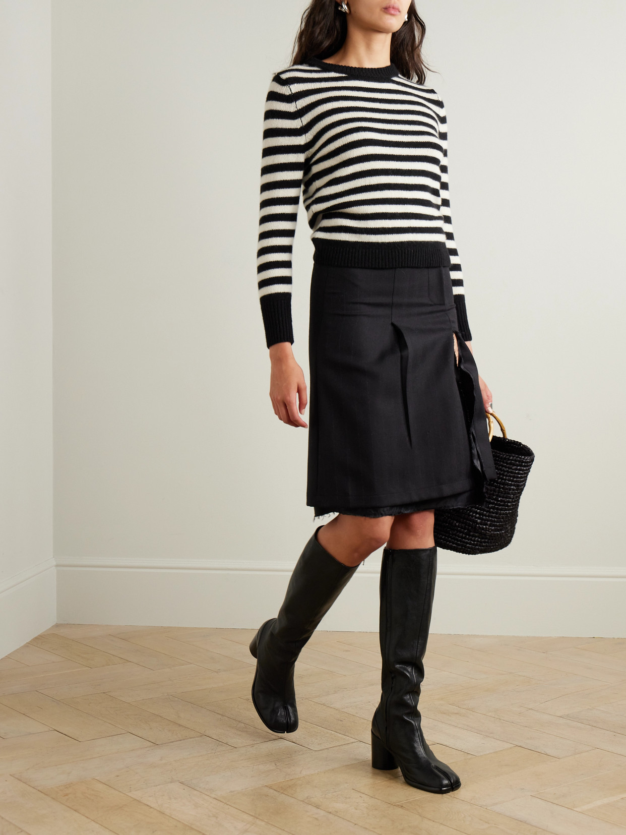 Suzie Kondi Sarra Striped Cashmere Sweater In Black