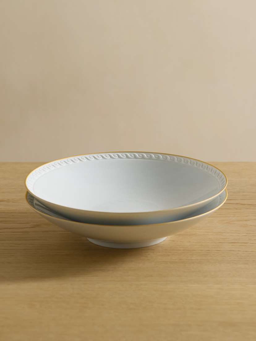 L'Objet Neptune Set Of Two Gold-plated Porcelain Soup Plates
