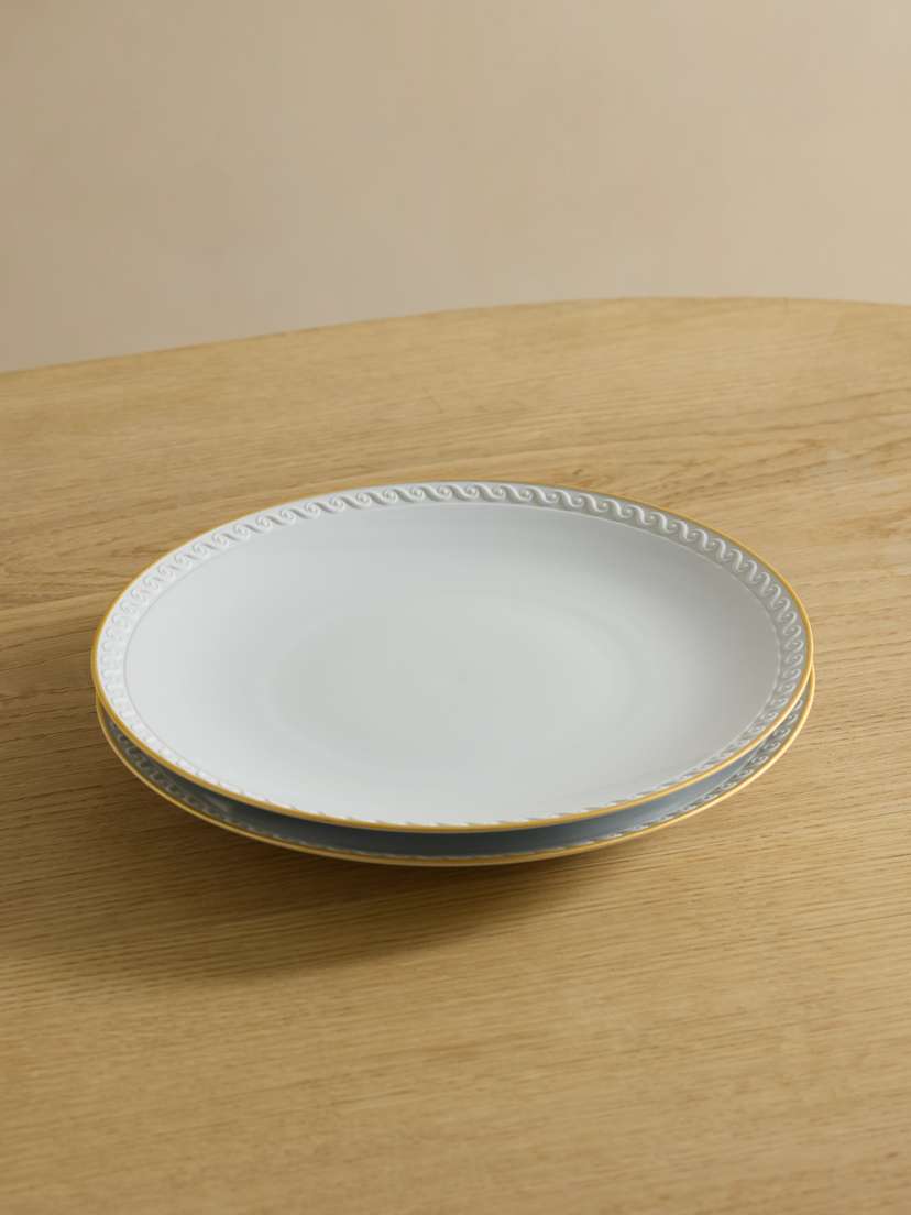 L'Objet Neptune Set Of Two Gold-plated Porcelain Dinner Plates