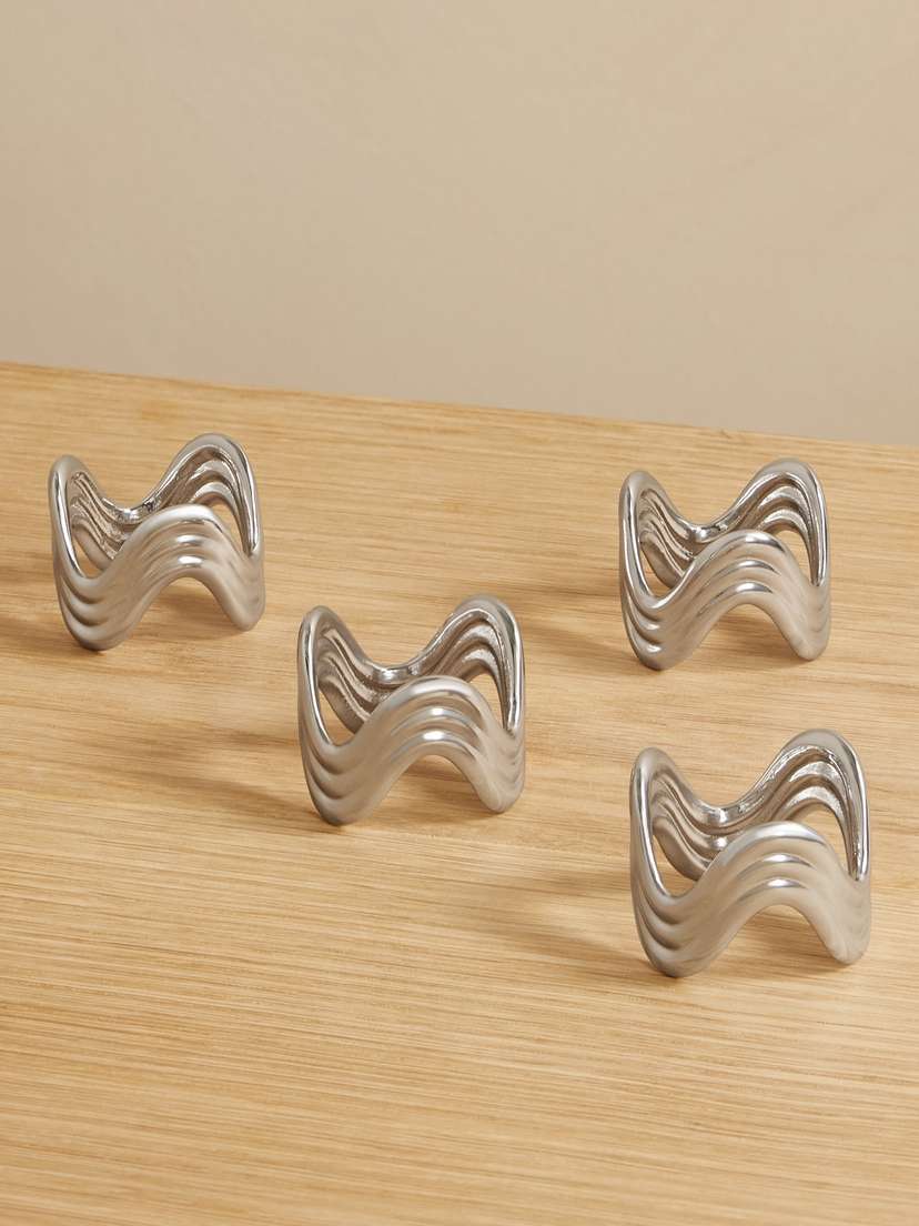 L'Objet Ripple Set Of Four Platinum-plated Napkin Rings