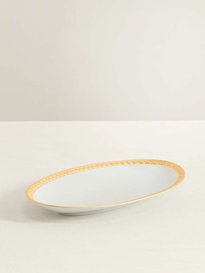 L'Objet Neptune Small Gold-plated Porcelain Platter