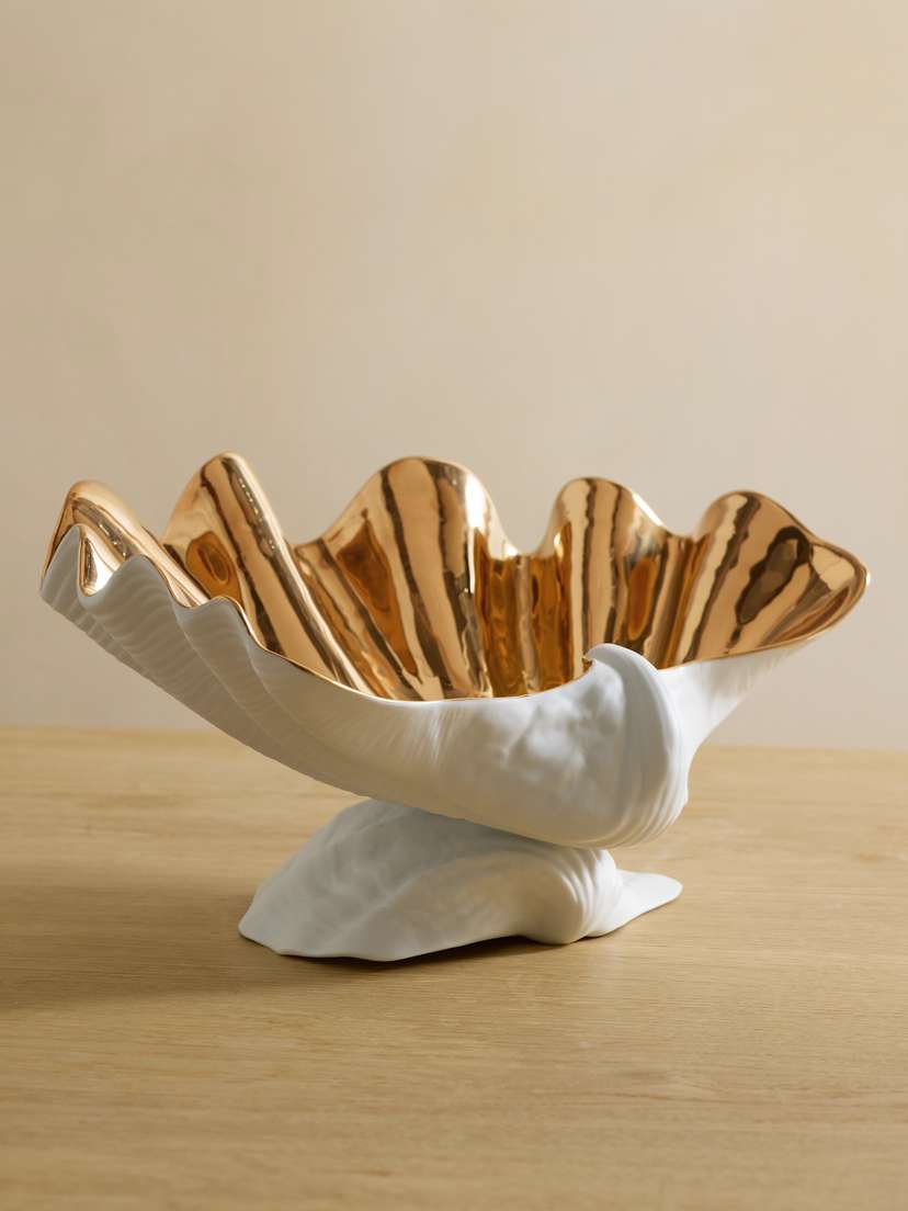 L'Objet Neptune Extra Large Gold-plated Porcelain Bowl