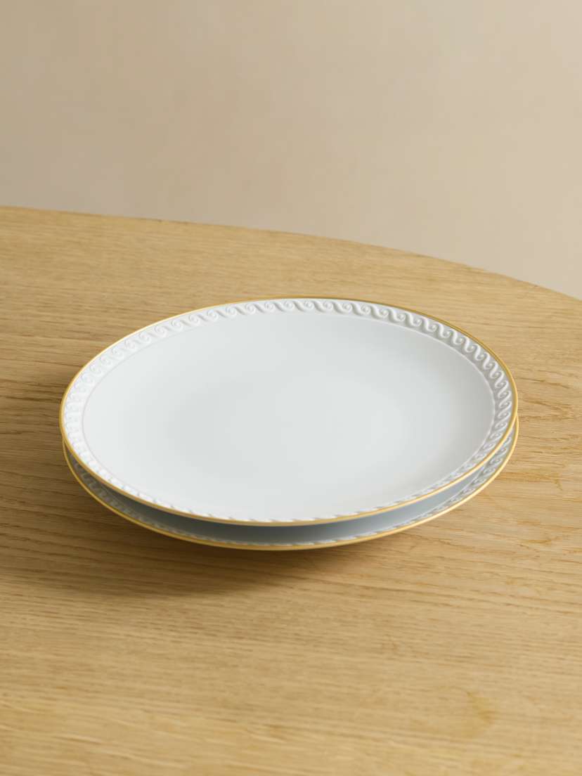 L'Objet Neptune Set Of Two Gold-plated Porcelain Dessert Plates