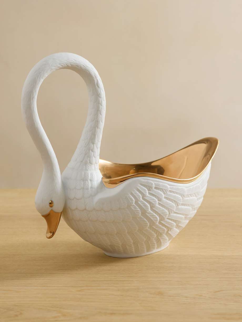L'OBJET Swan large gold-plated porcelain bowl | NET-A-PORTER