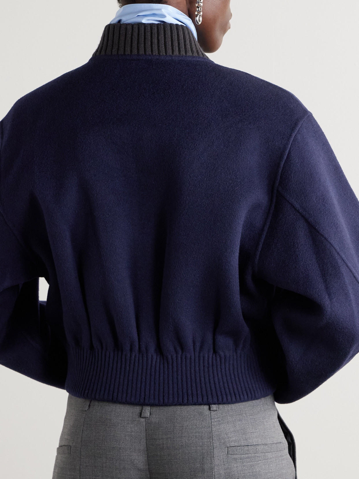 Tory Burch Wool Bomber Jacket In Blue
