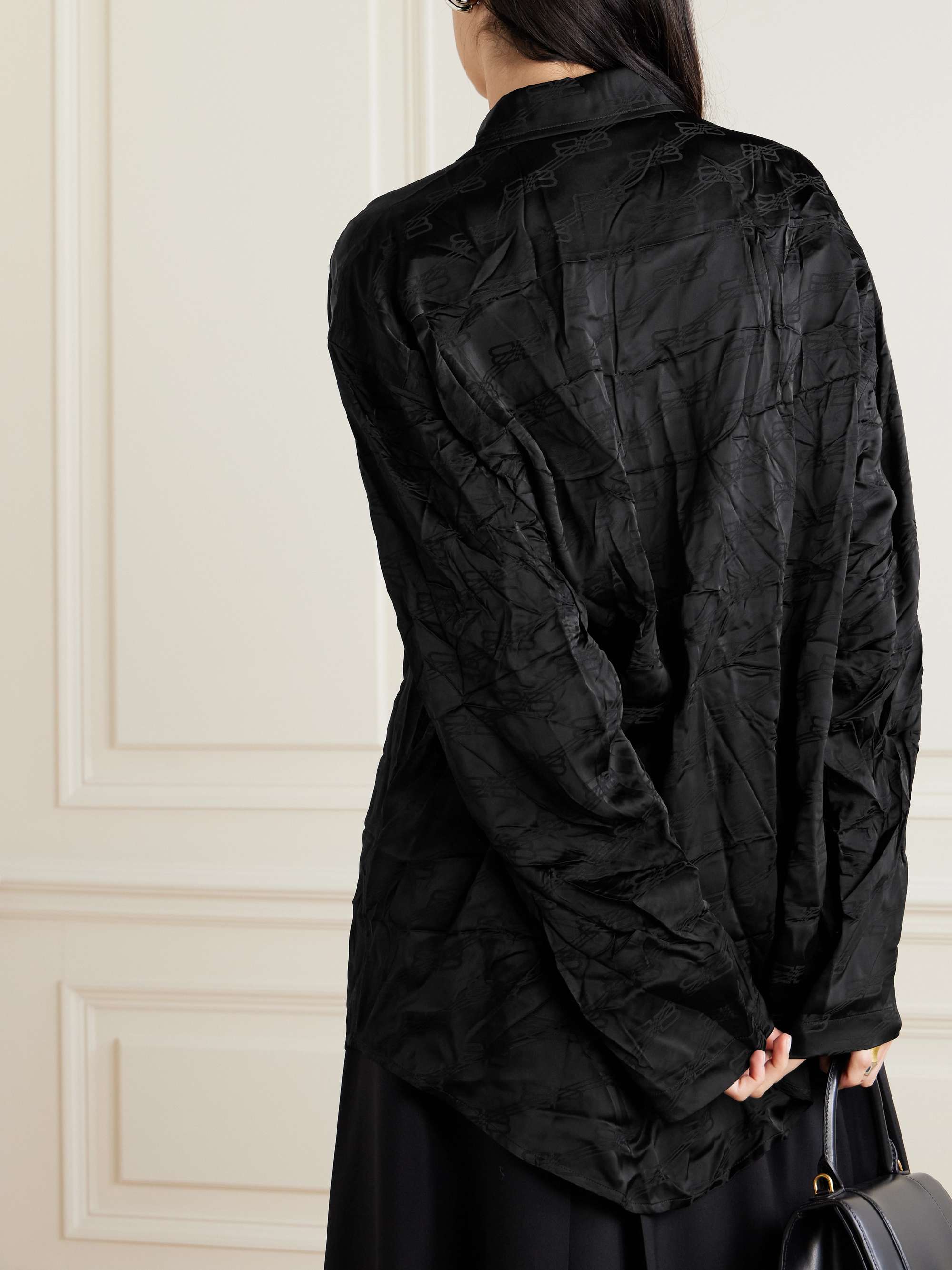 BALENCIAGA Oversized crinkled satin-jacquard shirt
