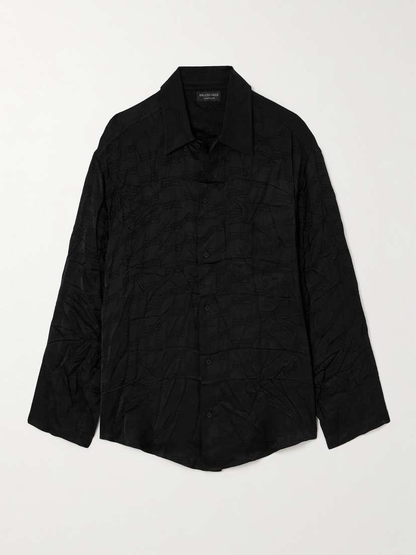 Balenciaga Embroidered Crinkled-satin Shirt