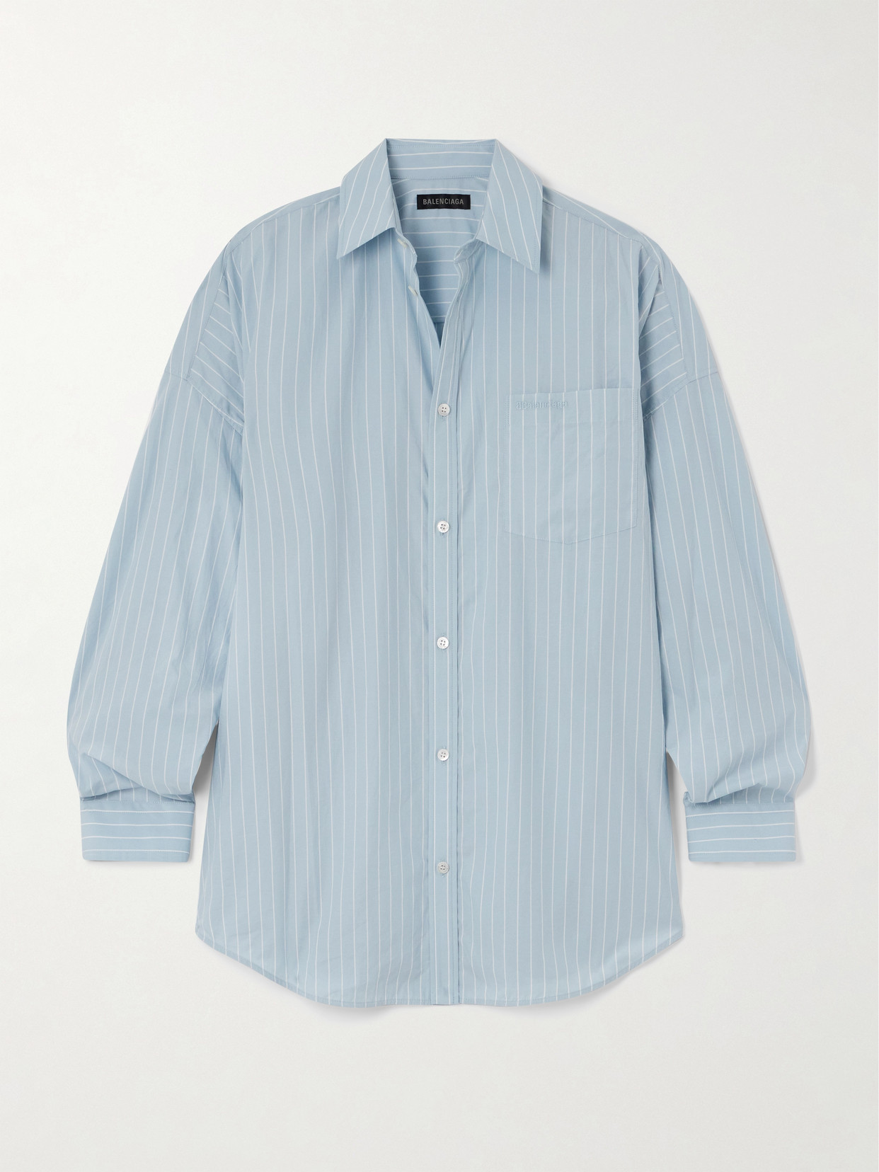 Balenciaga Striped Cotton-poplin Shirt In Blue