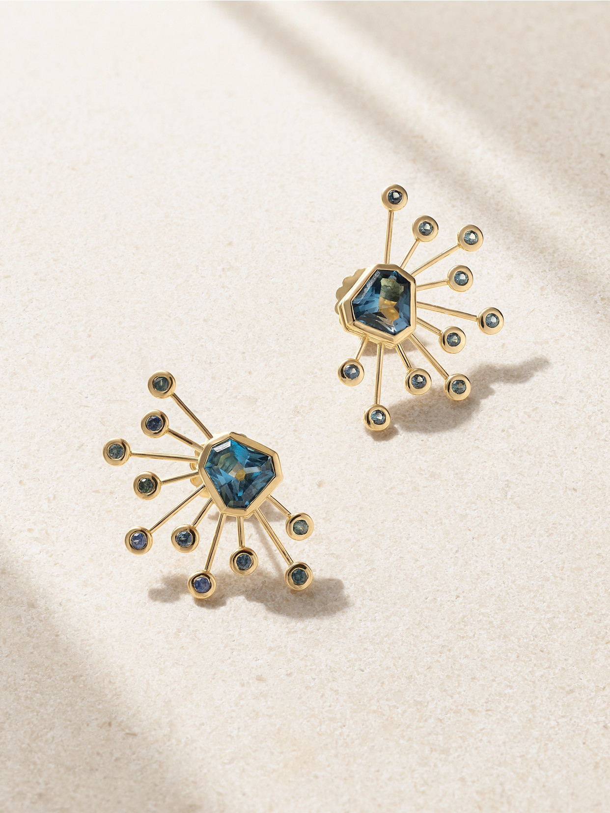 Brent Neale Kite 18-karat Gold, Topaz And Sapphire Earrings In Blue