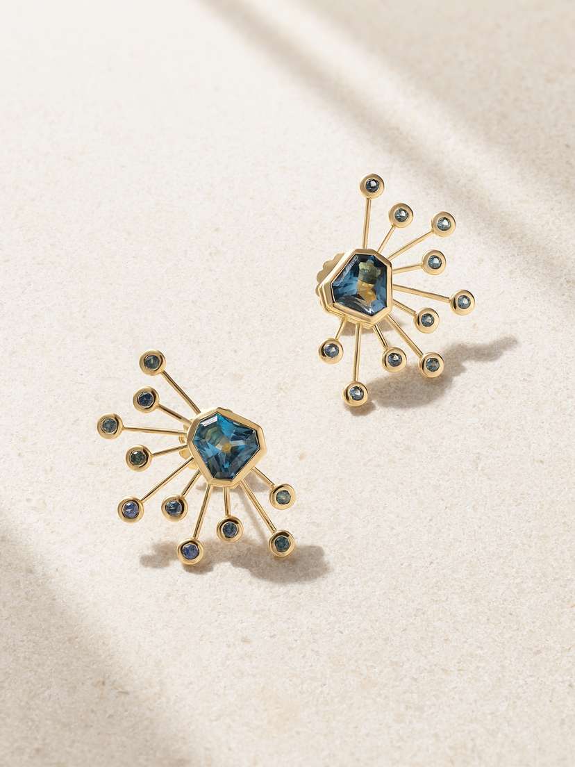 Brent Neale Kite 18-karat Gold, Topaz And Sapphire Earrings