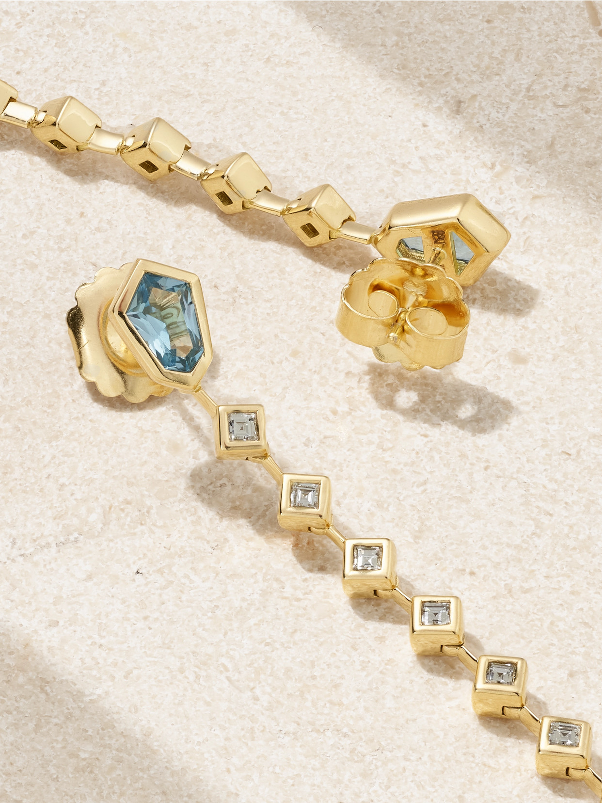 Brent Neale Kite 18-karat Gold, Topaz And Diamond Earrings In Blue