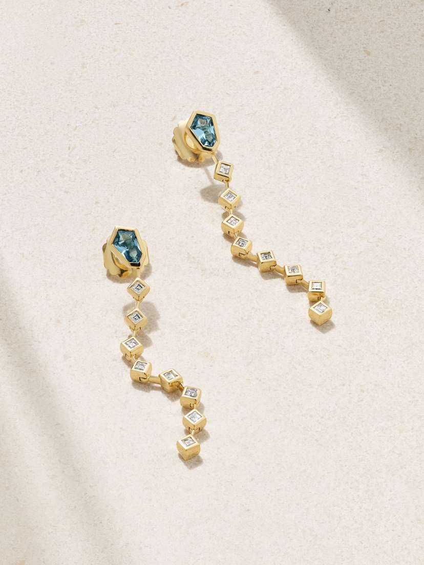 Brent Neale Kite 18-karat Gold, Topaz And Diamond Earrings