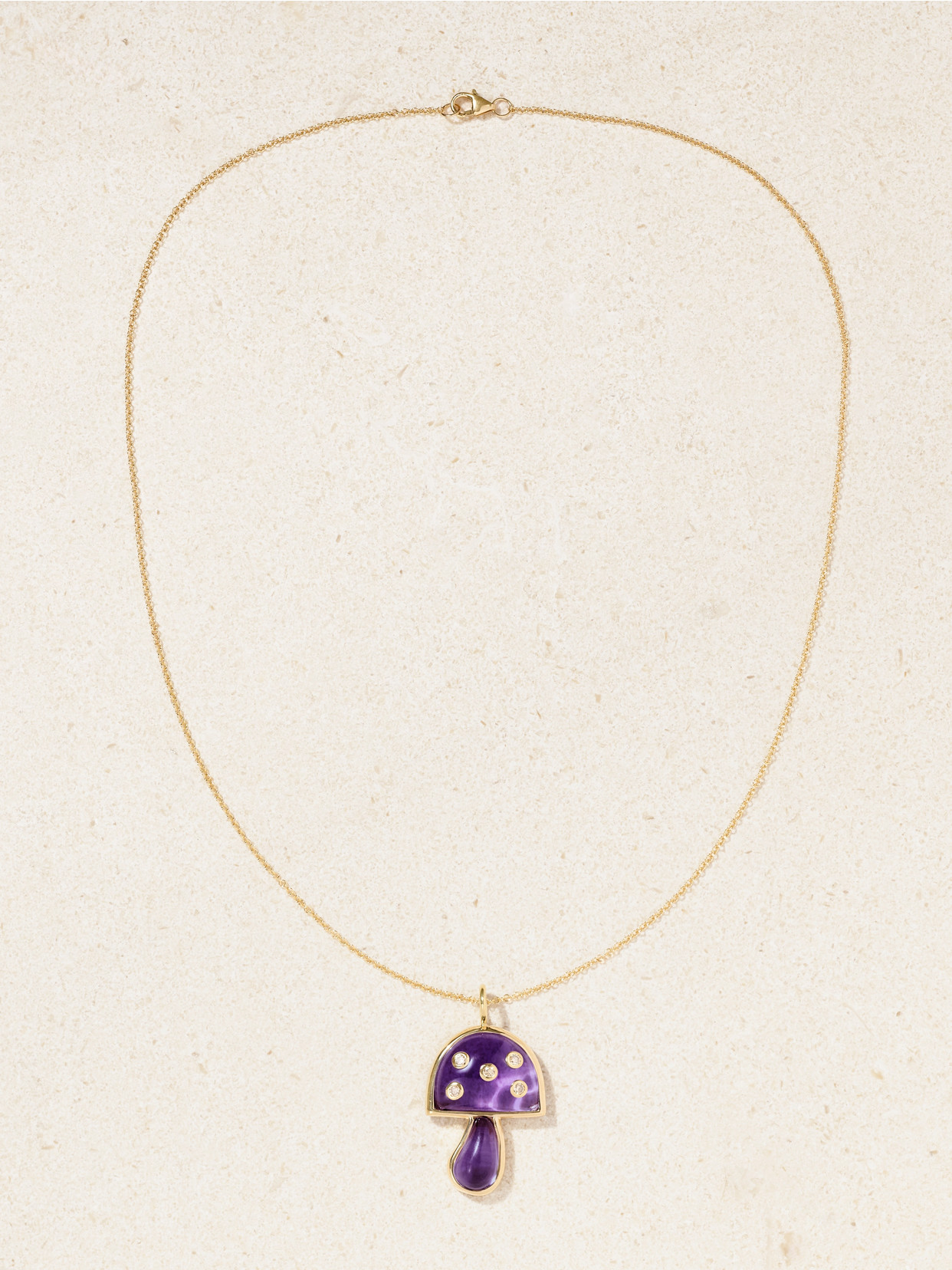 Brent Neale Small Magic Mushroom 18-karat Gold, Amethyst And Diamond Necklace In Gold