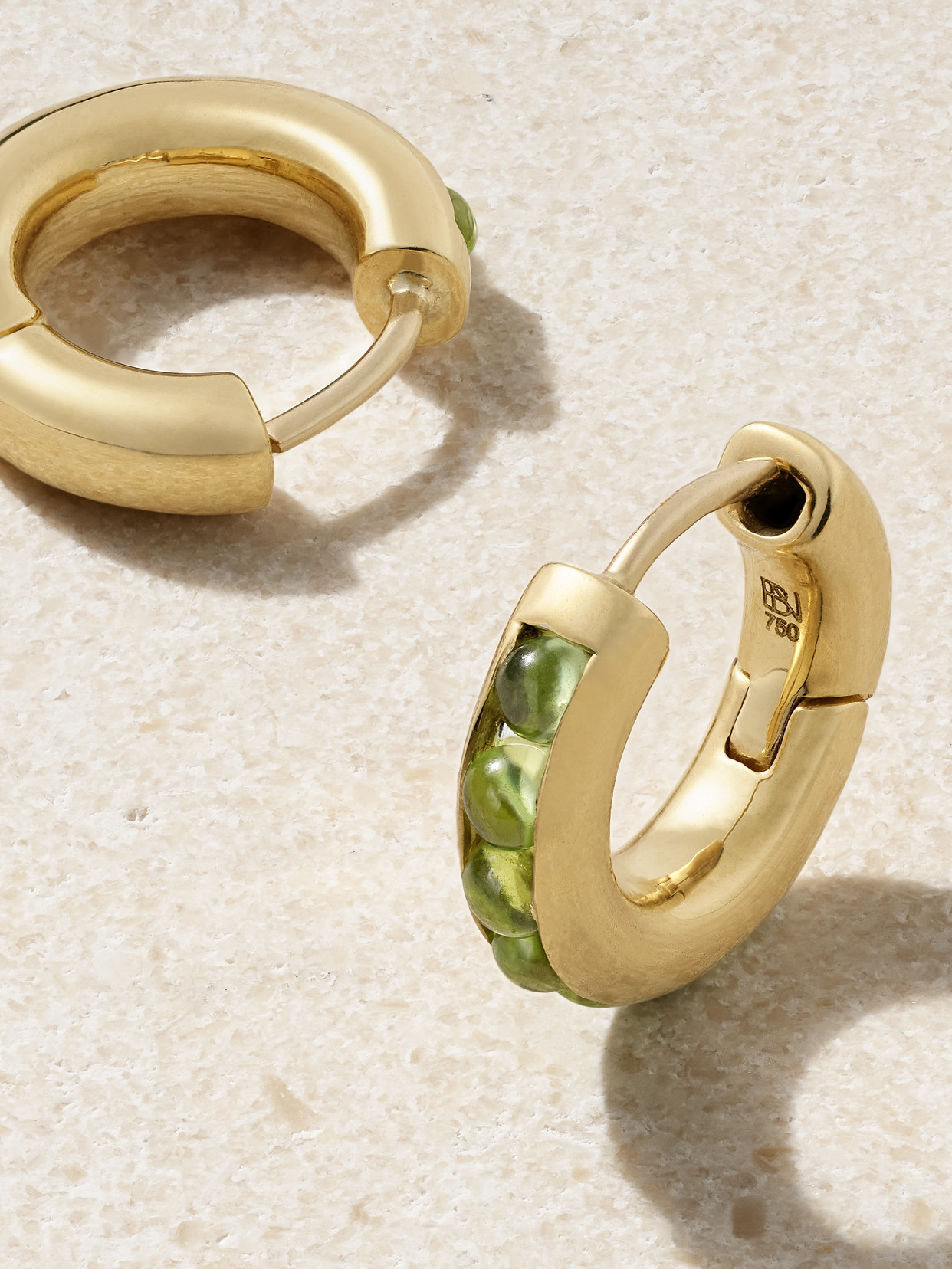 Brent Neale Huggies 18-karat Gold Tourmaline Hoop Earrings In Gold