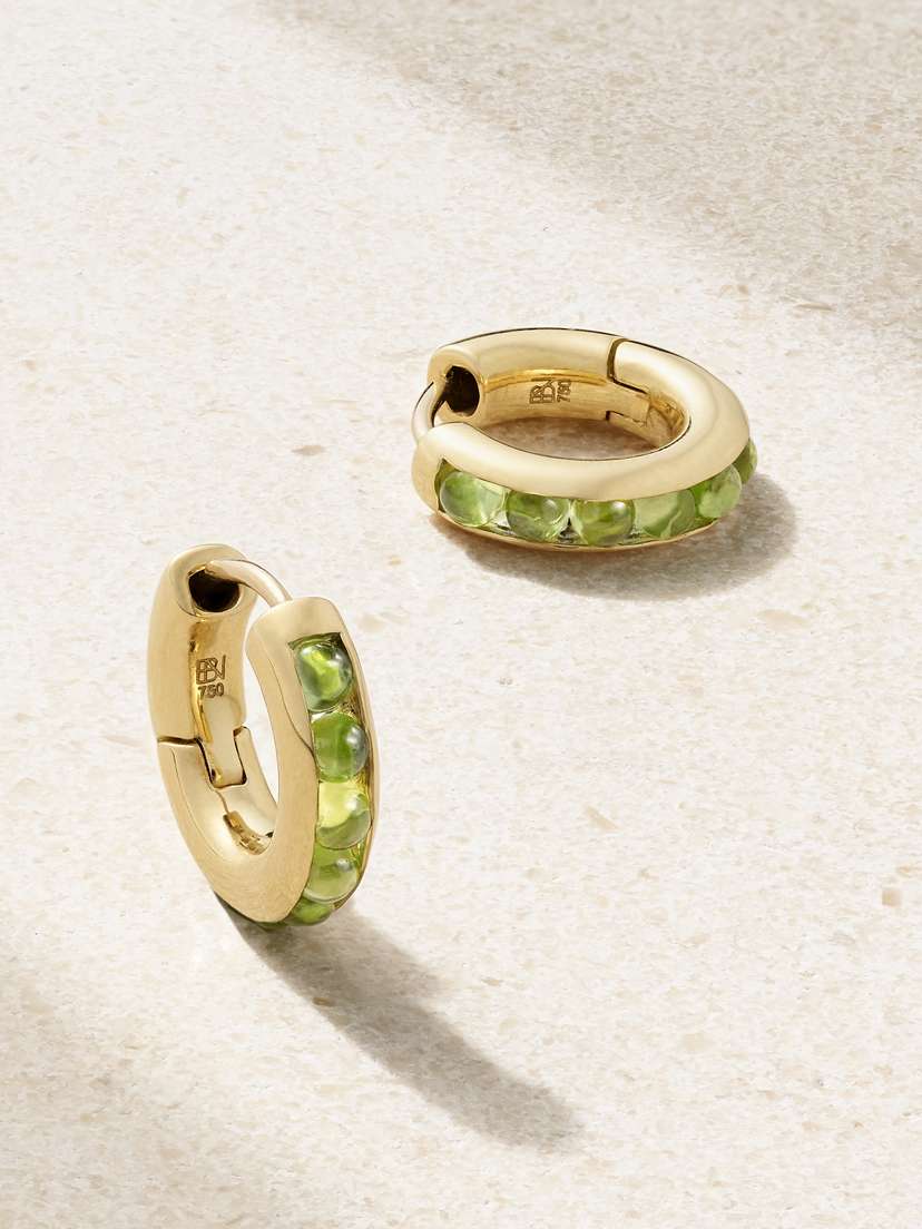Brent Neale Huggies 18-karat Gold Tourmaline Hoop Earrings