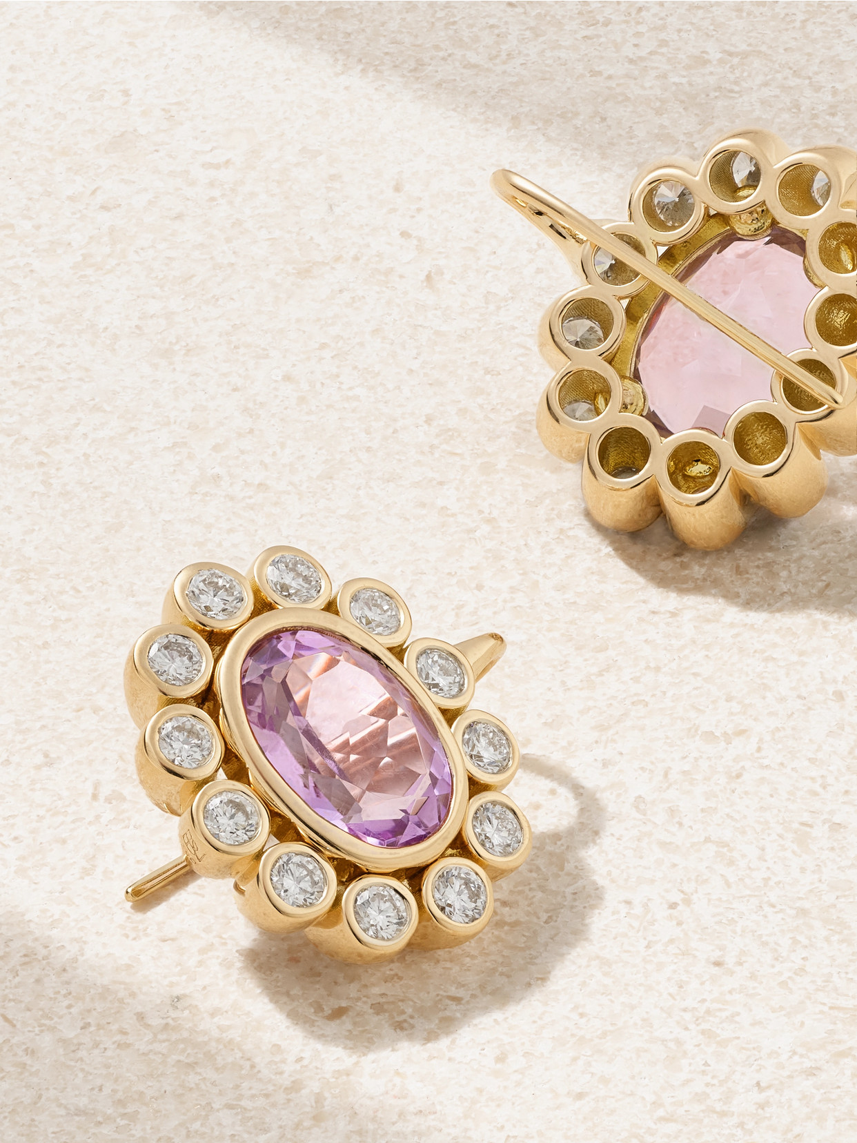 Shop Brent Neale Wildfllower 18-karat Gold, Amethyst And Diamond Earrings In Purple
