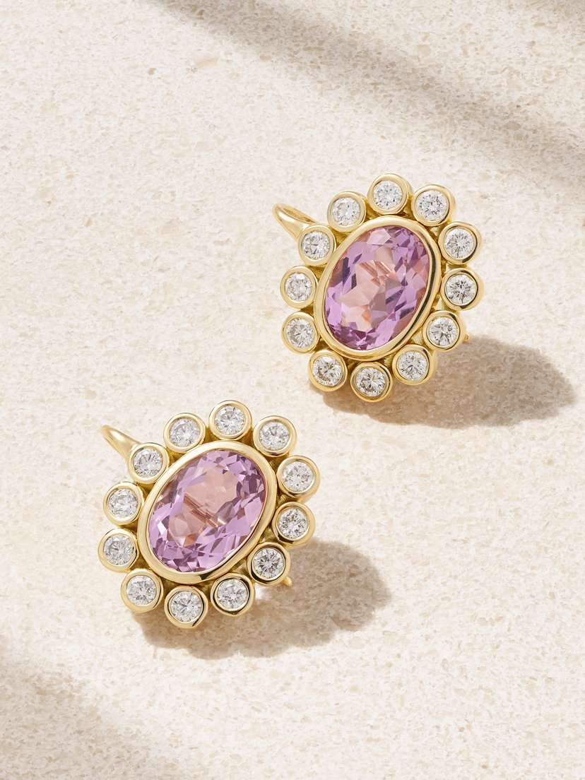 Brent Neale Wildfllower 18-karat Gold, Amethyst And Diamond Earrings