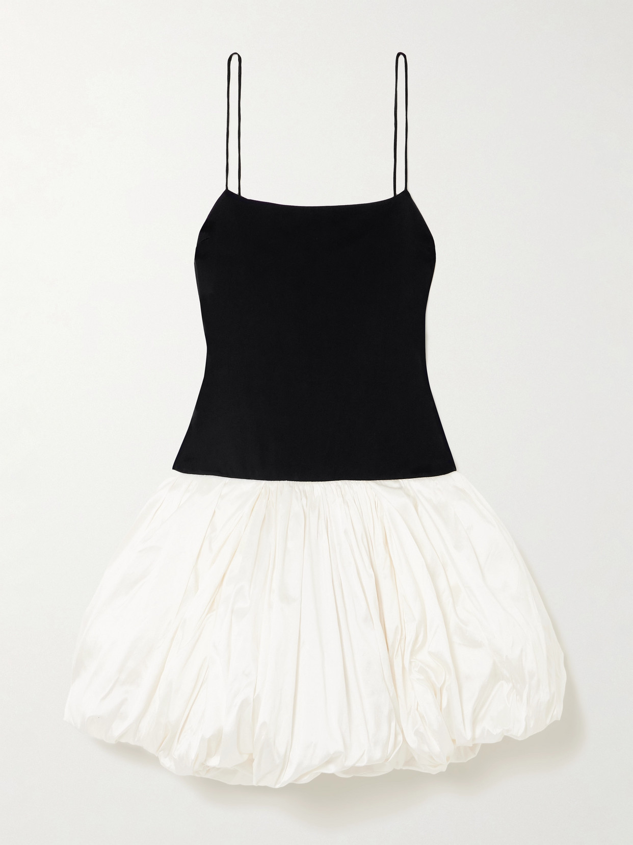 Conner Ives Ruched Stretch-jersey And Silk Mini Dress In Black
