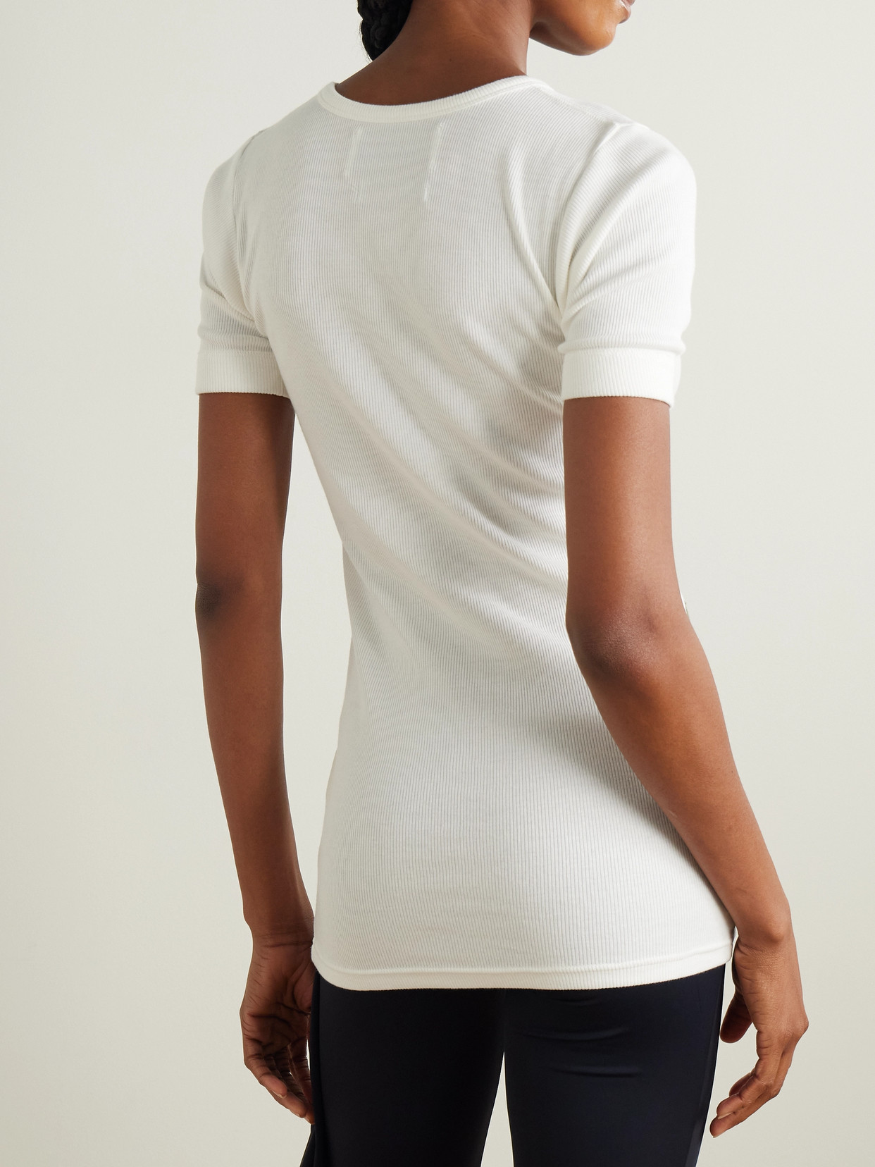 CONNER IVES FLORAL-APPLIQUÉD RIBBED COTTON-JERSEY T-SHIRT