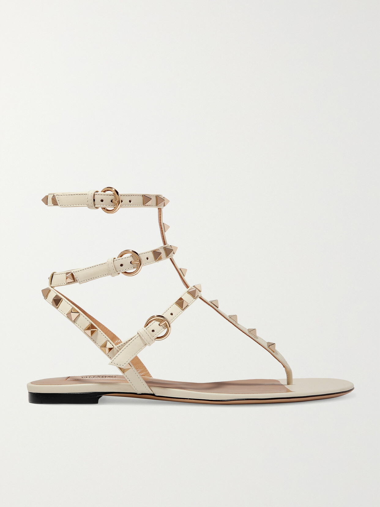 Valentino Garavani The Rockstud Leather Sandals In Black