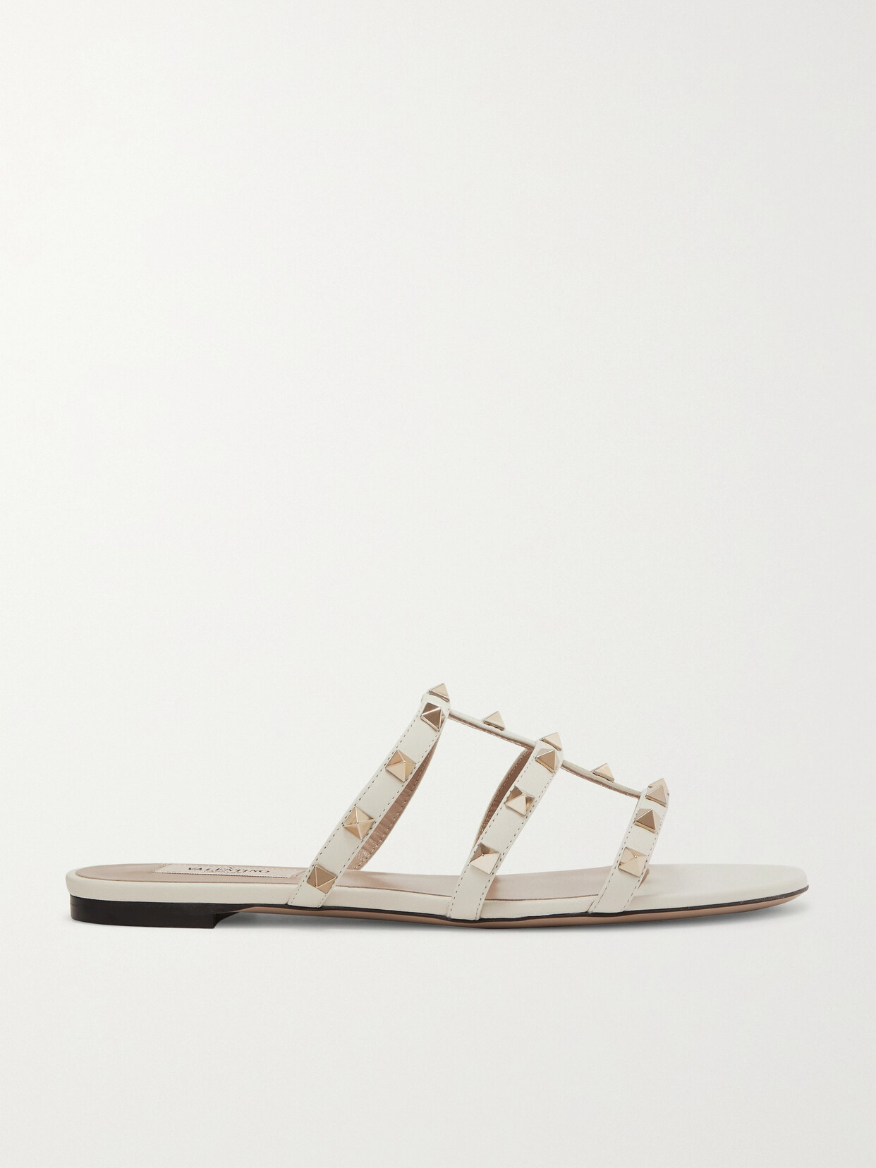 Valentino Garavani The Rockstud Leather Sandals In Ivory