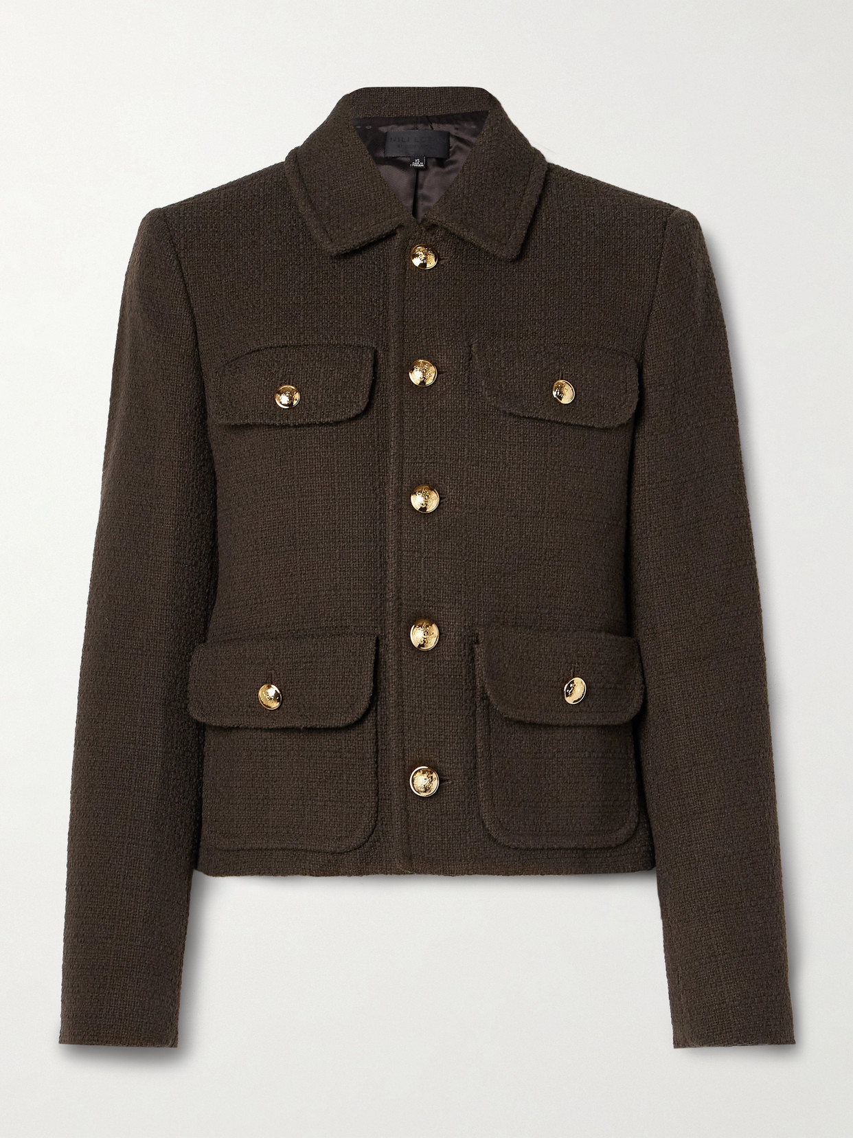 Nili Lotan Paola Cotton-blend Tweed Jacket In Brown