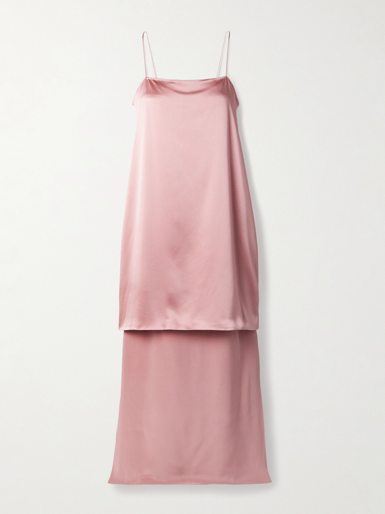 Adam Lippes - Layered Silk-crepe And Satin Midi Dress - Pink
