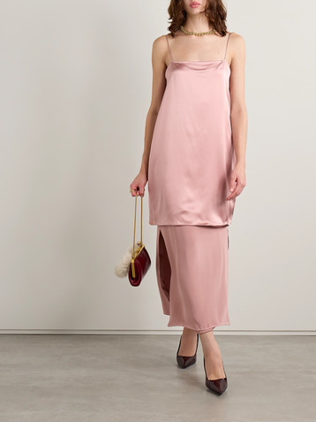 Adam Lippes Layered silk-crepe and satin midi dress