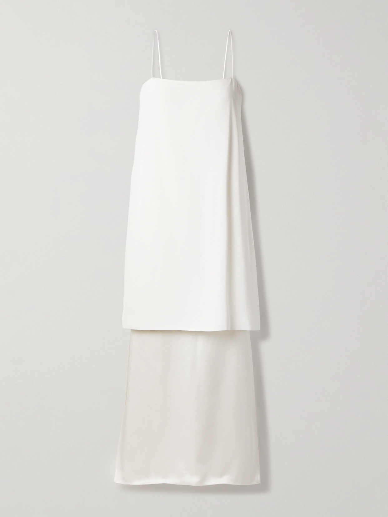 Adam Lippes - Layered Silk-crepe And Satin Midi Dress - Ivory
