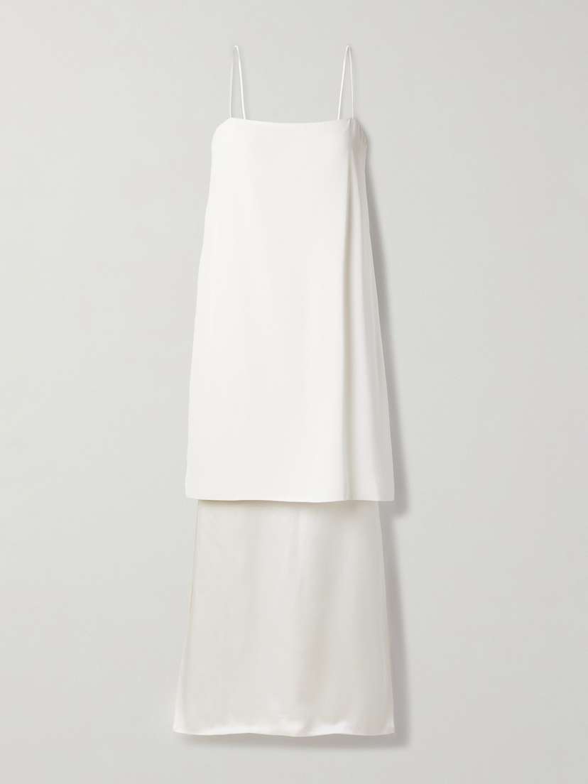 Adam Lippes Layered Silk-crepe And Satin Midi Dress