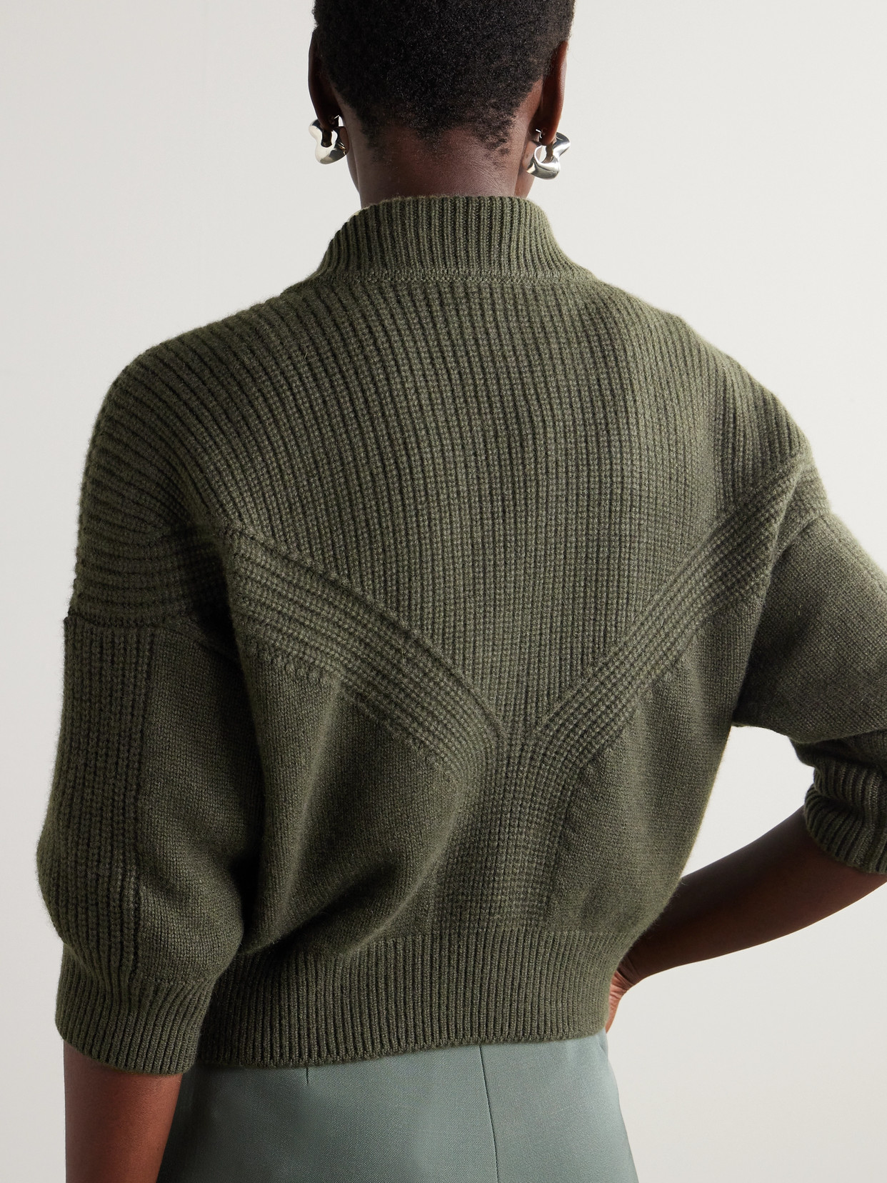 Sasuphi Armor Ribbed Cashmere Sweater In Green