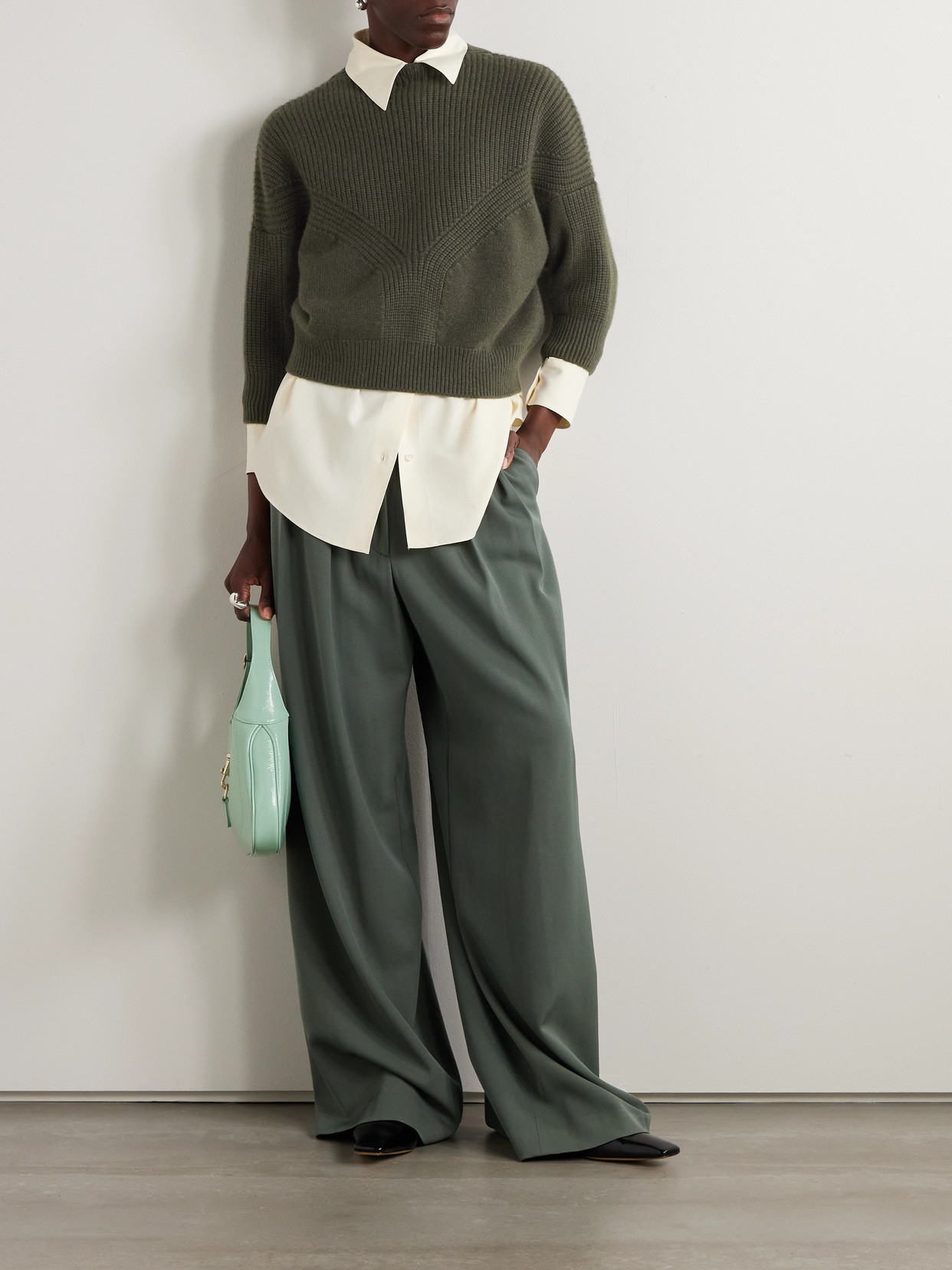 Sasuphi Armor Ribbed Cashmere Sweater In Green