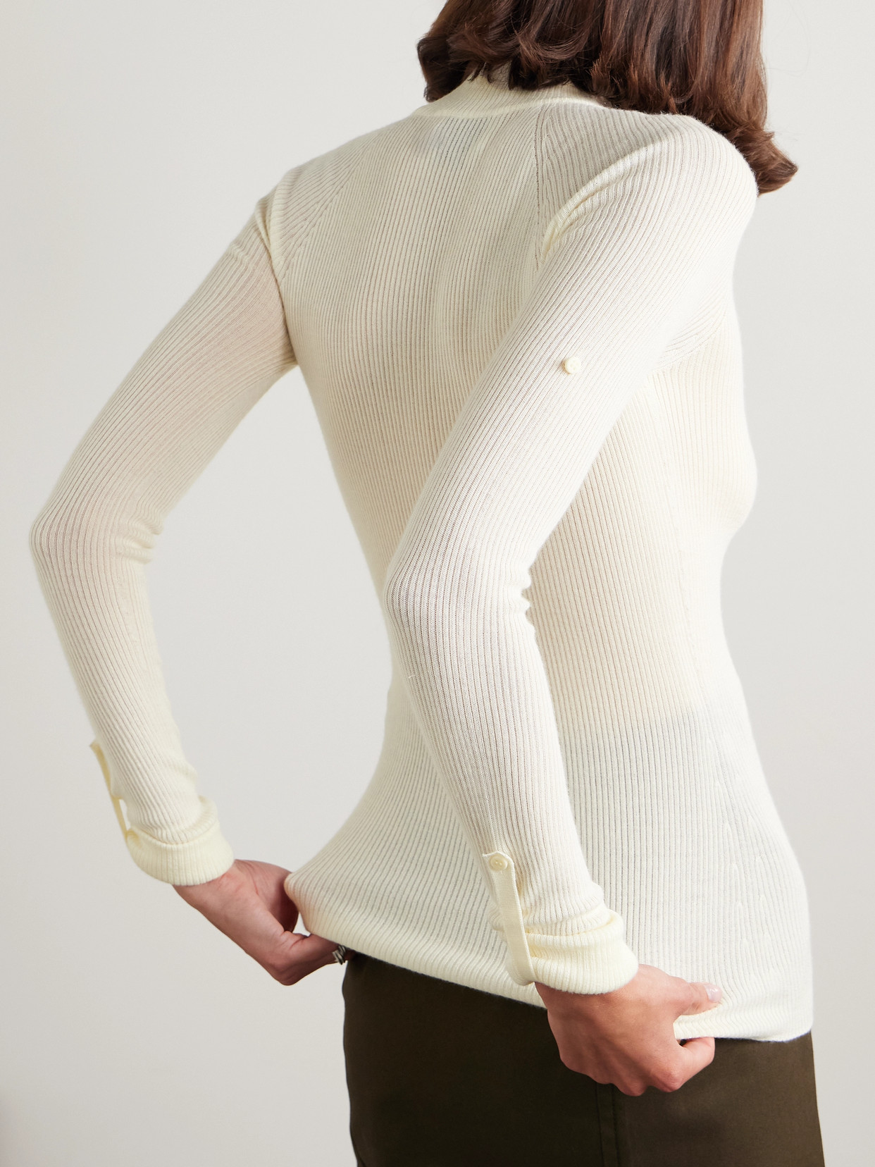 Sasuphi Lupetto Ribbed Cashmere And Silk-blend Sweater In Ivory