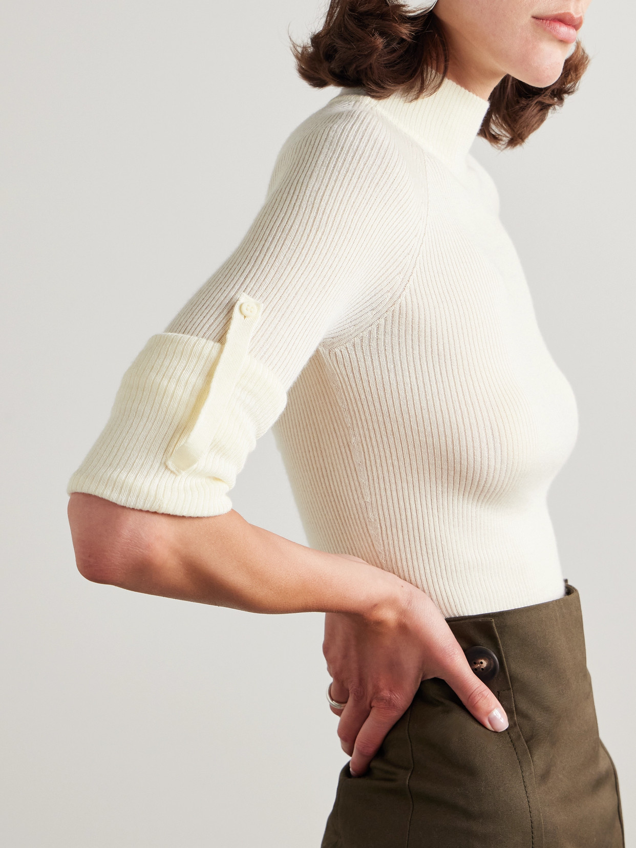Sasuphi Lupetto Ribbed Cashmere And Silk-blend Sweater In Ivory