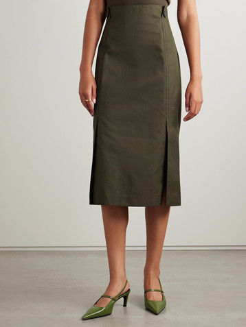 Sasuphi Cotton-gabardine midi skirt