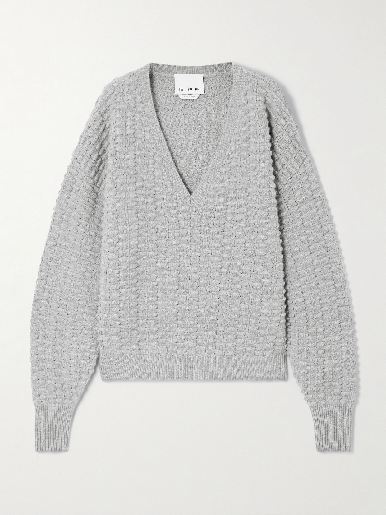 Sasuphi Textured Wool And Cashmere-blend Sweater In Gray