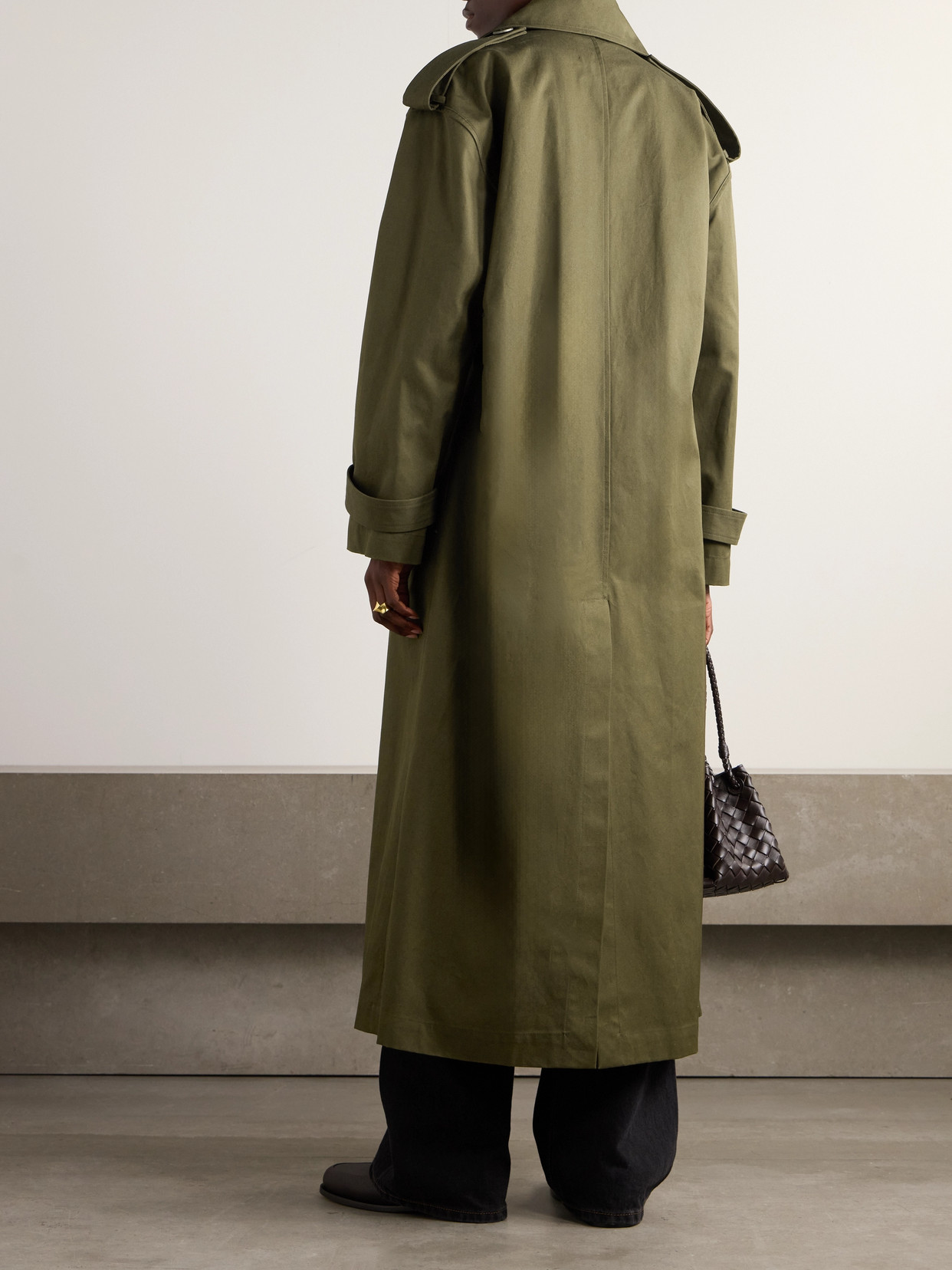 Sasuphi Valentina Belted Cotton-twill Trench Coat In Green