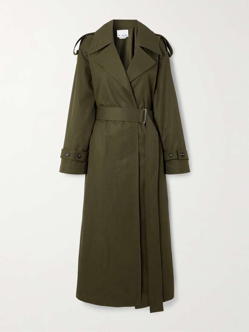 SASUPHI Valentina Belted Cotton-twill Trench Coat