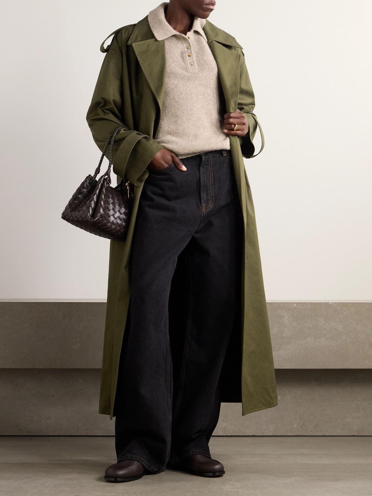 Sasuphi Valentina Belted Cotton-twill Trench Coat In Green