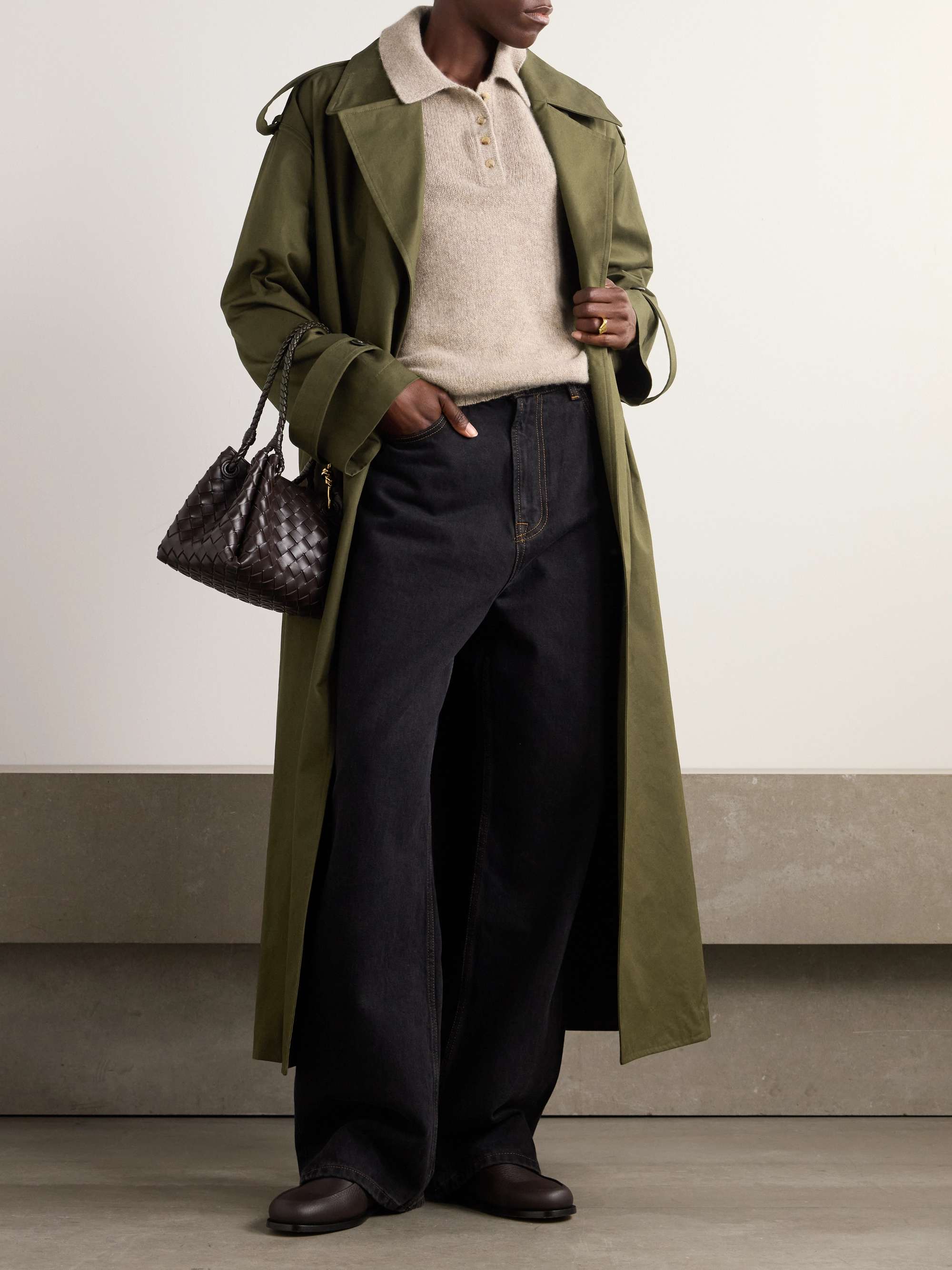 Valentina belted cotton twill trench coat