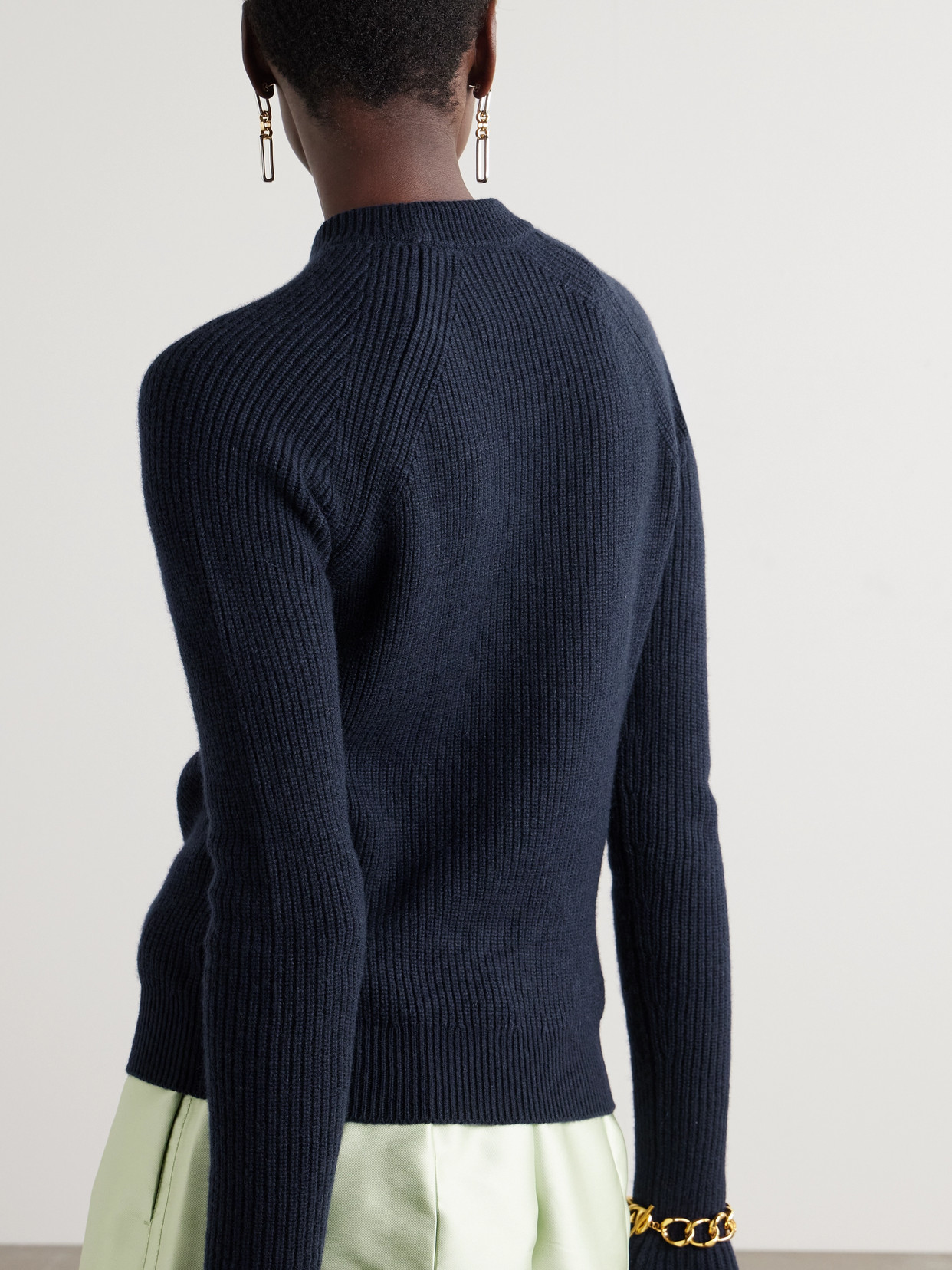 Sasuphi Marine Ribbed Cashmere Sweater In Blue