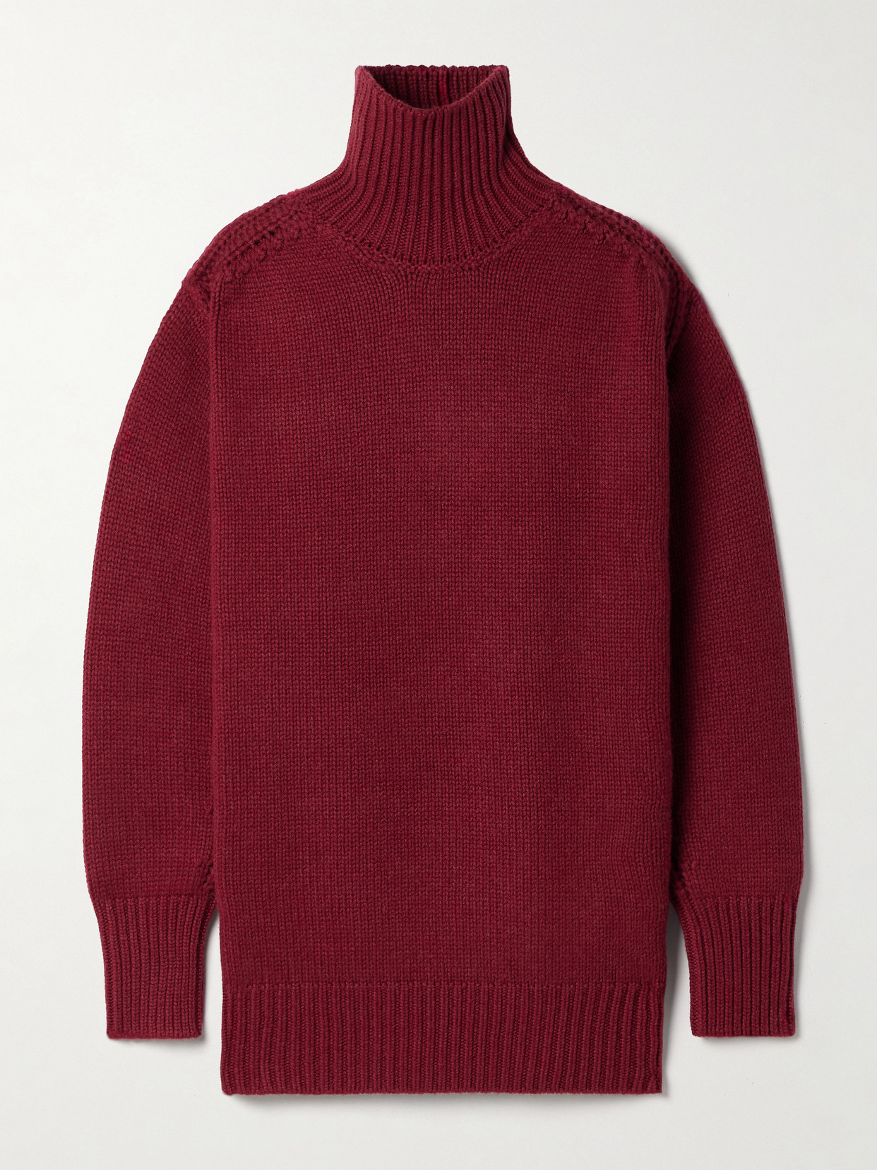 Sa Su Phi Convertible Oversized Cutout Ribbed Cashmere Turtleneck Mini Dress In Burgundy