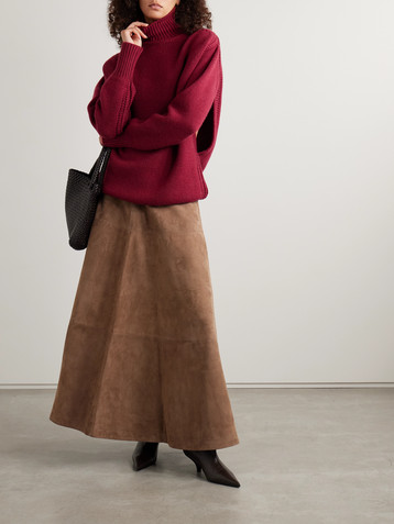 Sasuphi Convertible oversized cutout ribbed cashmere turtleneck mini dress