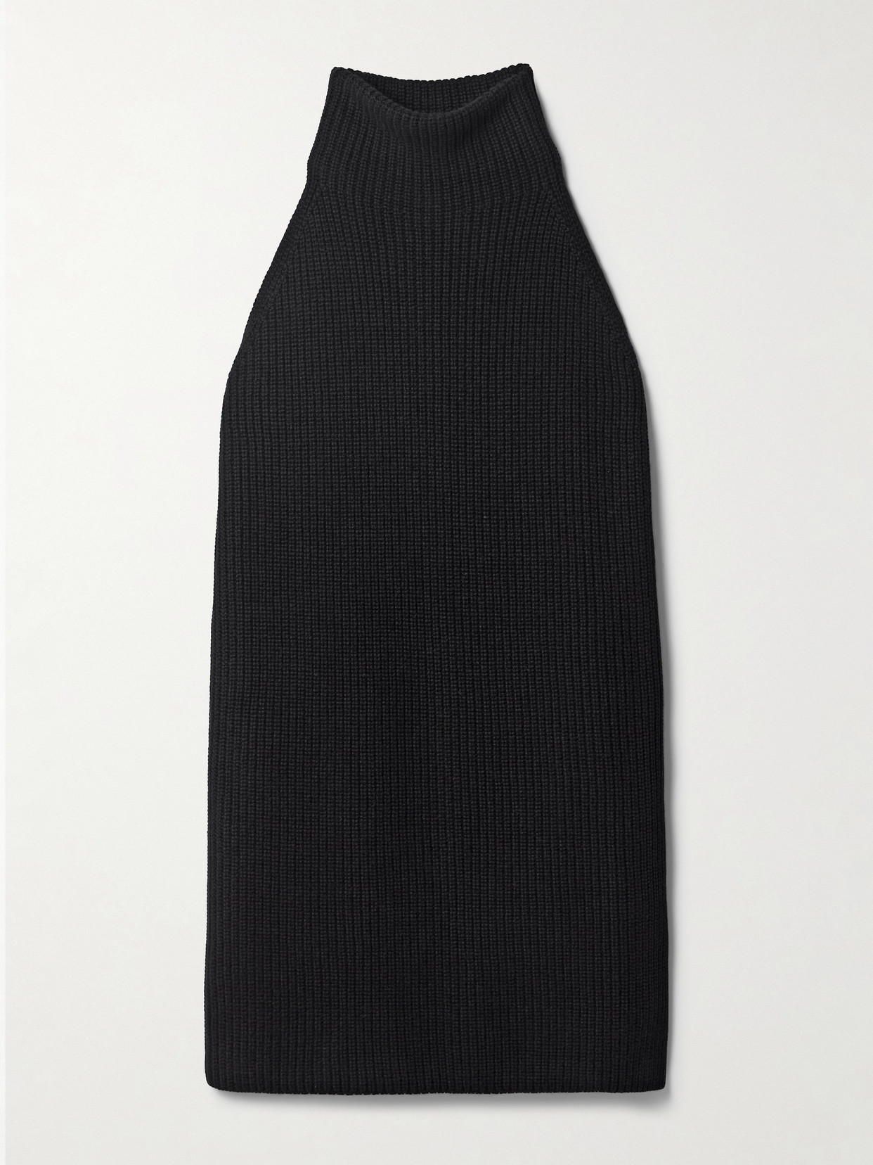 Sa Su Phi Marine Ribbed Wool Turtleneck Mini Dress In Black