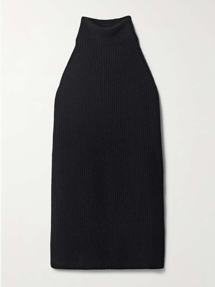 SASUPHI Marine Ribbed Wool Turtleneck Mini Dress