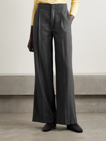 Sasuphi Bogart pleated wool-blend flannel wide-leg pants