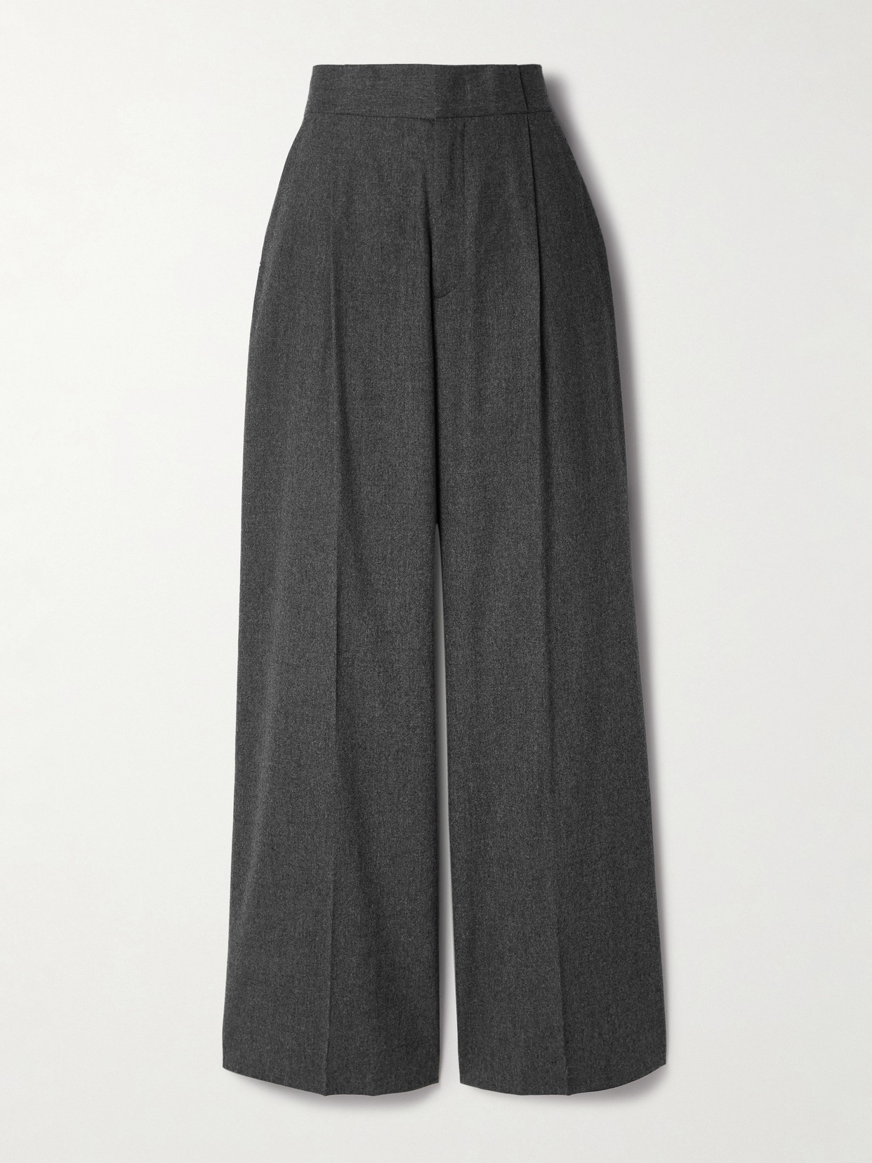Sa Su Phi Bogart Pleated Wool-blend Flannel Wide-leg Pants In Gray