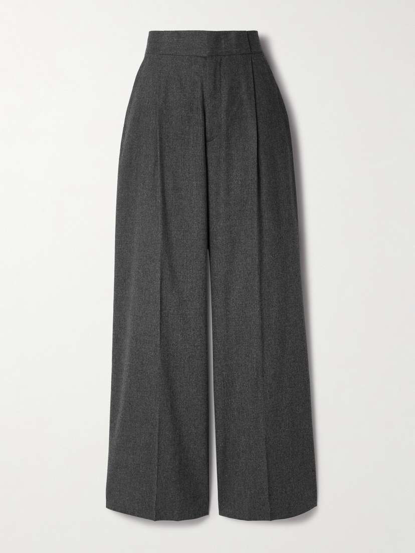 SASUPHI Bogart Pleated Wool-blend Flannel Wide-leg Pants