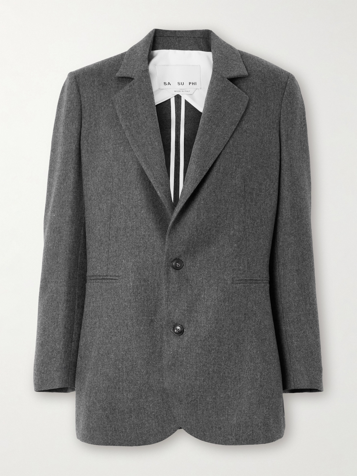 Sa Su Phi Bogart Wool-blend Flannel Blazer In Gray